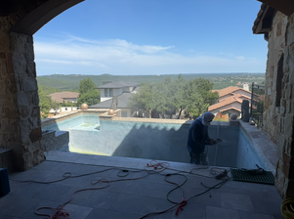 Austin pool plaster, tile & coping close-up by professional pool remodeling team